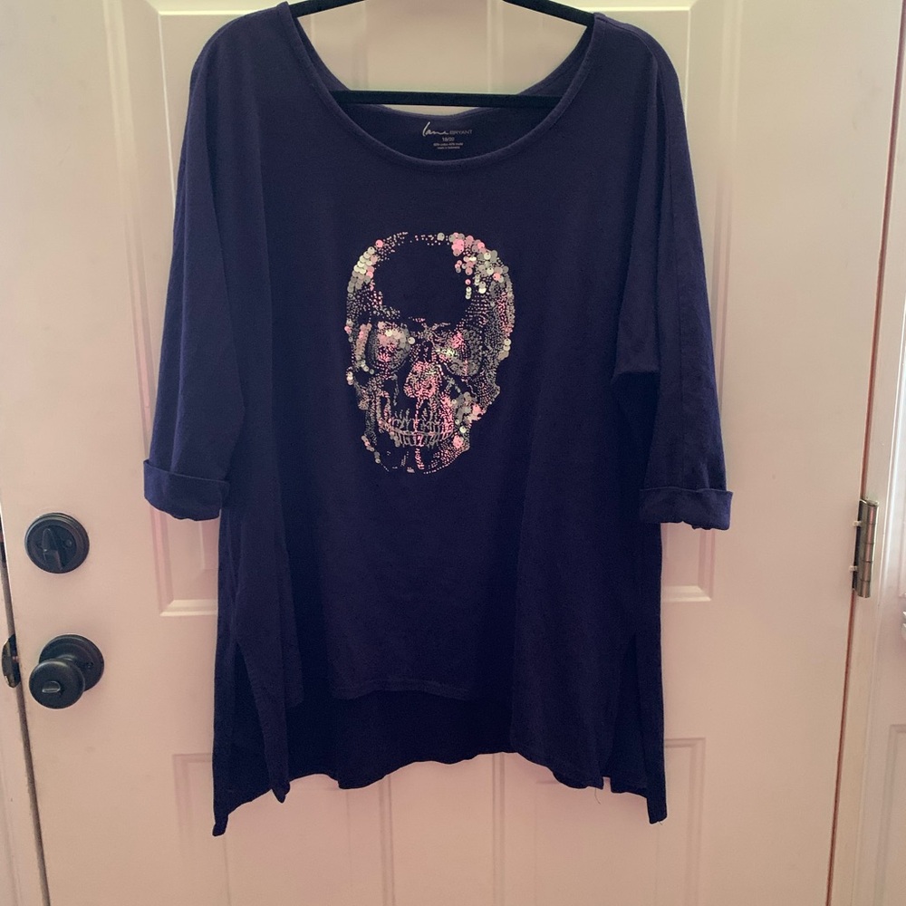 Lane Bryant Navy Skull Graphic Top Size 18/20